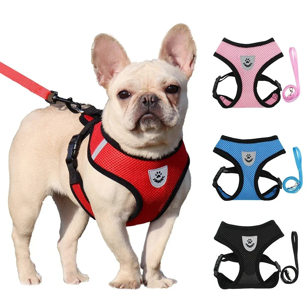 Breathable Mesh Pet Harness Reflective Leash Adjustable Small Dogs Cats - BarkHatch