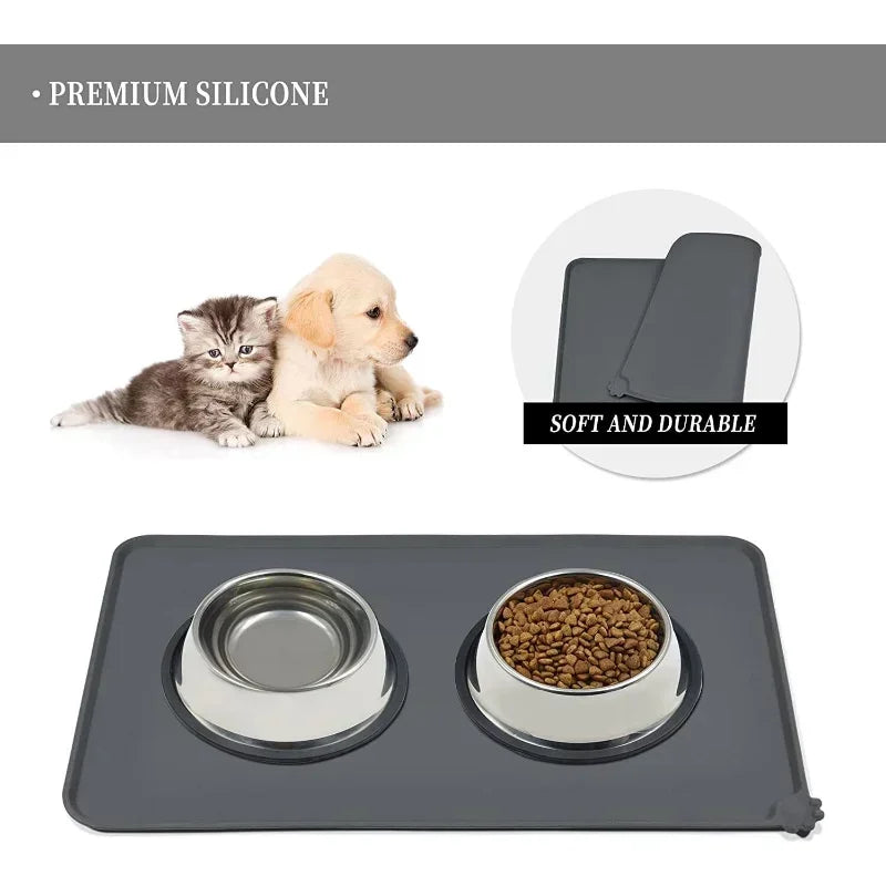 Silicone Dog Bowl Mat With High Lips Nonstick Waterproof Pad - BarkHatch