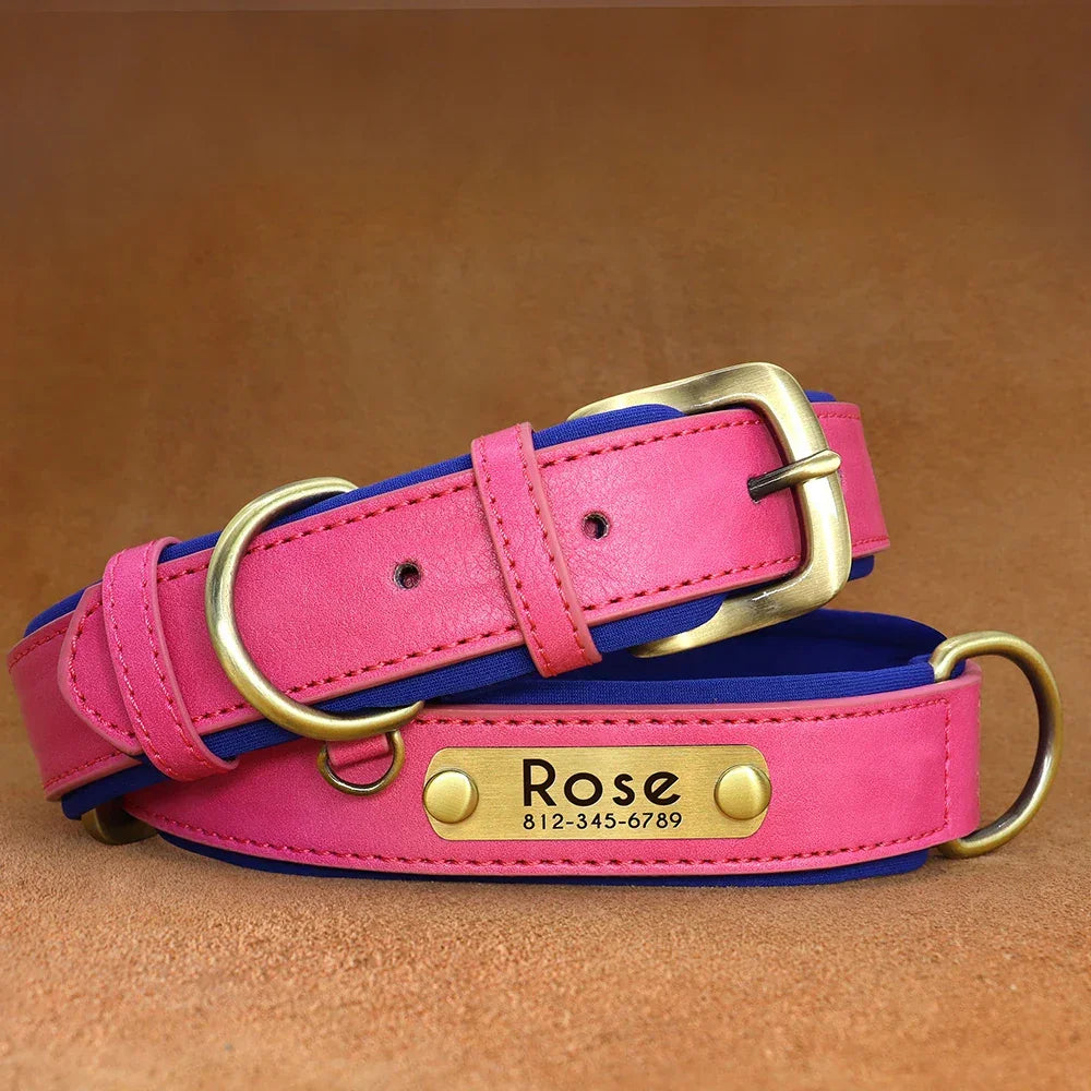 Customized PU Leather Nameplate Dog Collar Free Engraving - BarkHatch