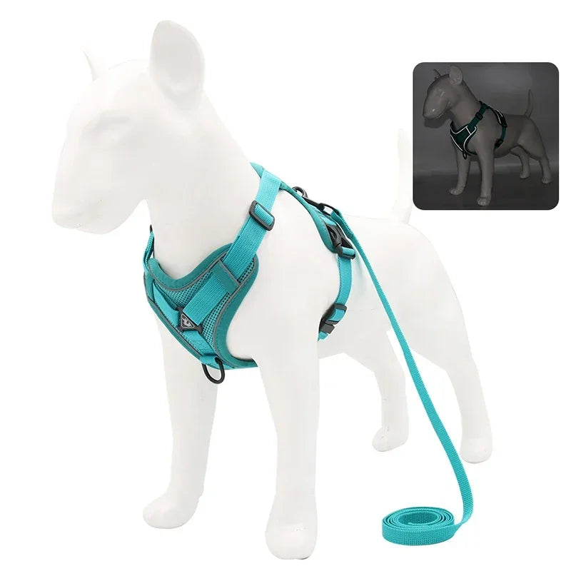No Pull Dog Harness And Leash Set Reflective Mesh Vest - BarkHatch