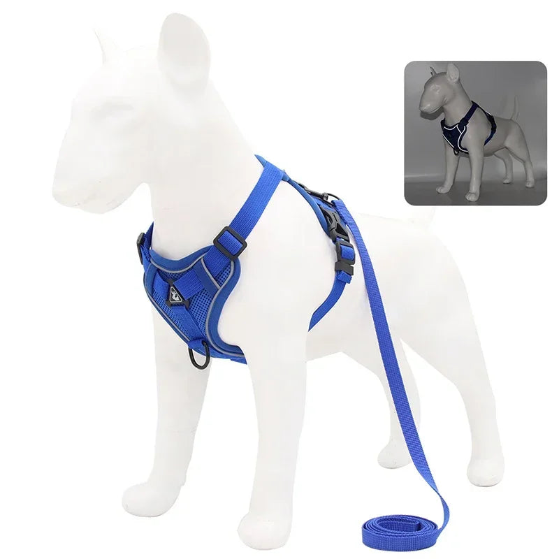 No Pull Dog Harness And Leash Set Reflective Mesh Vest - BarkHatch