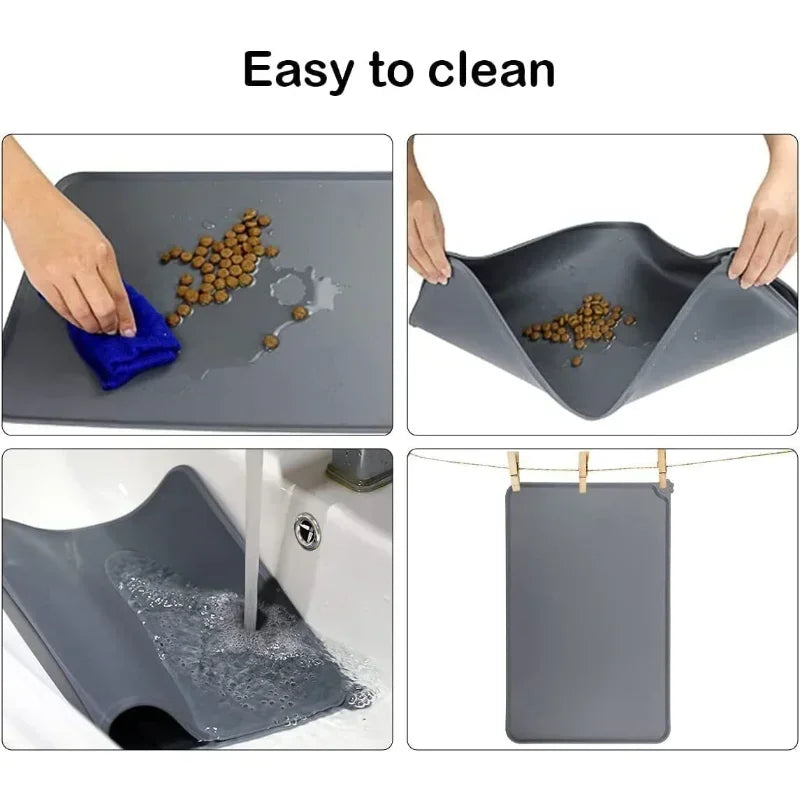 Silicone Dog Bowl Mat With High Lips Nonstick Waterproof Pad - BarkHatch