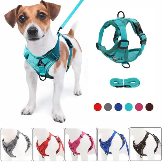No Pull Dog Harness And Leash Set Reflective Mesh Vest - BarkHatch