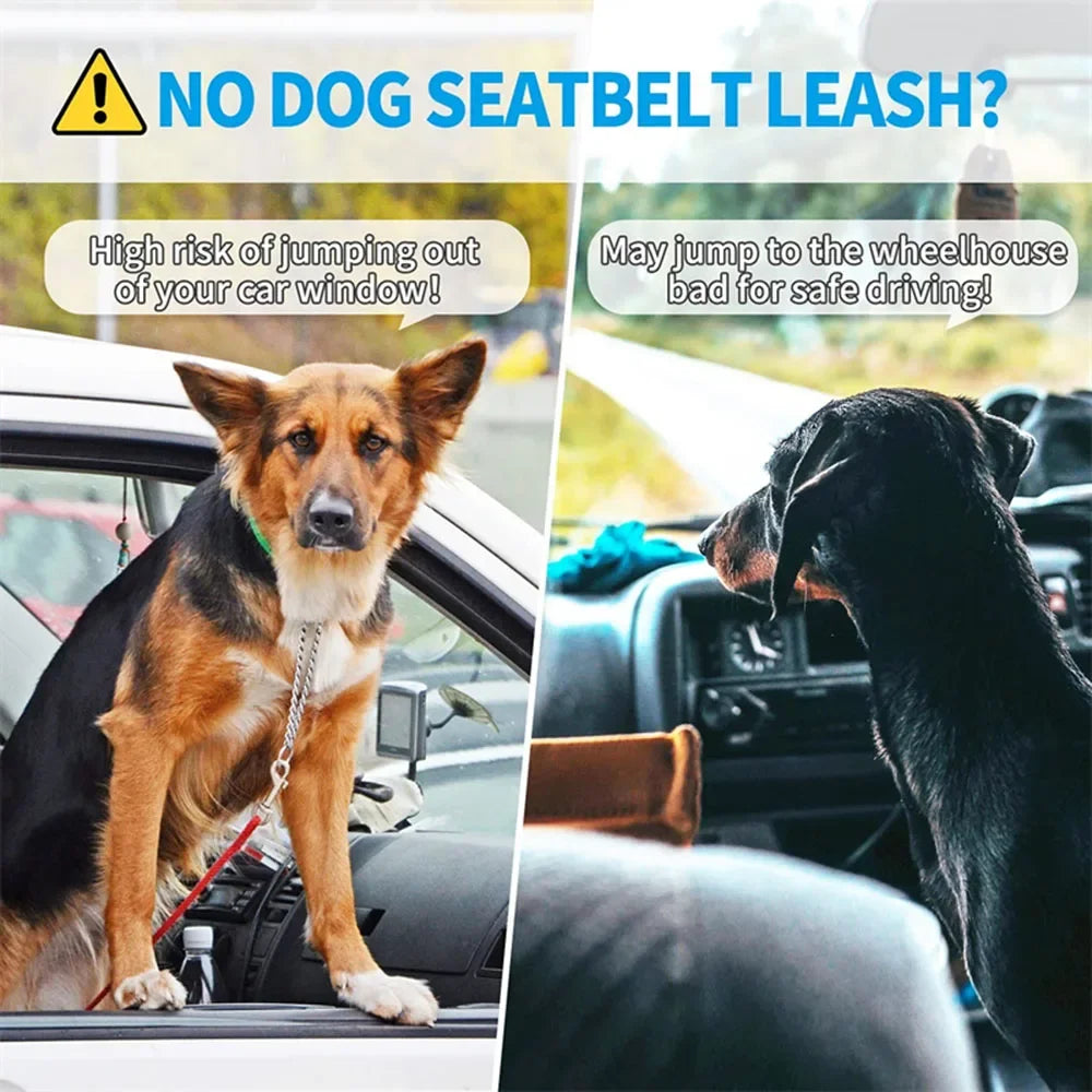 Adjustable Dog Car Seat Belt Harness Reflective Nylon - BarkHatch