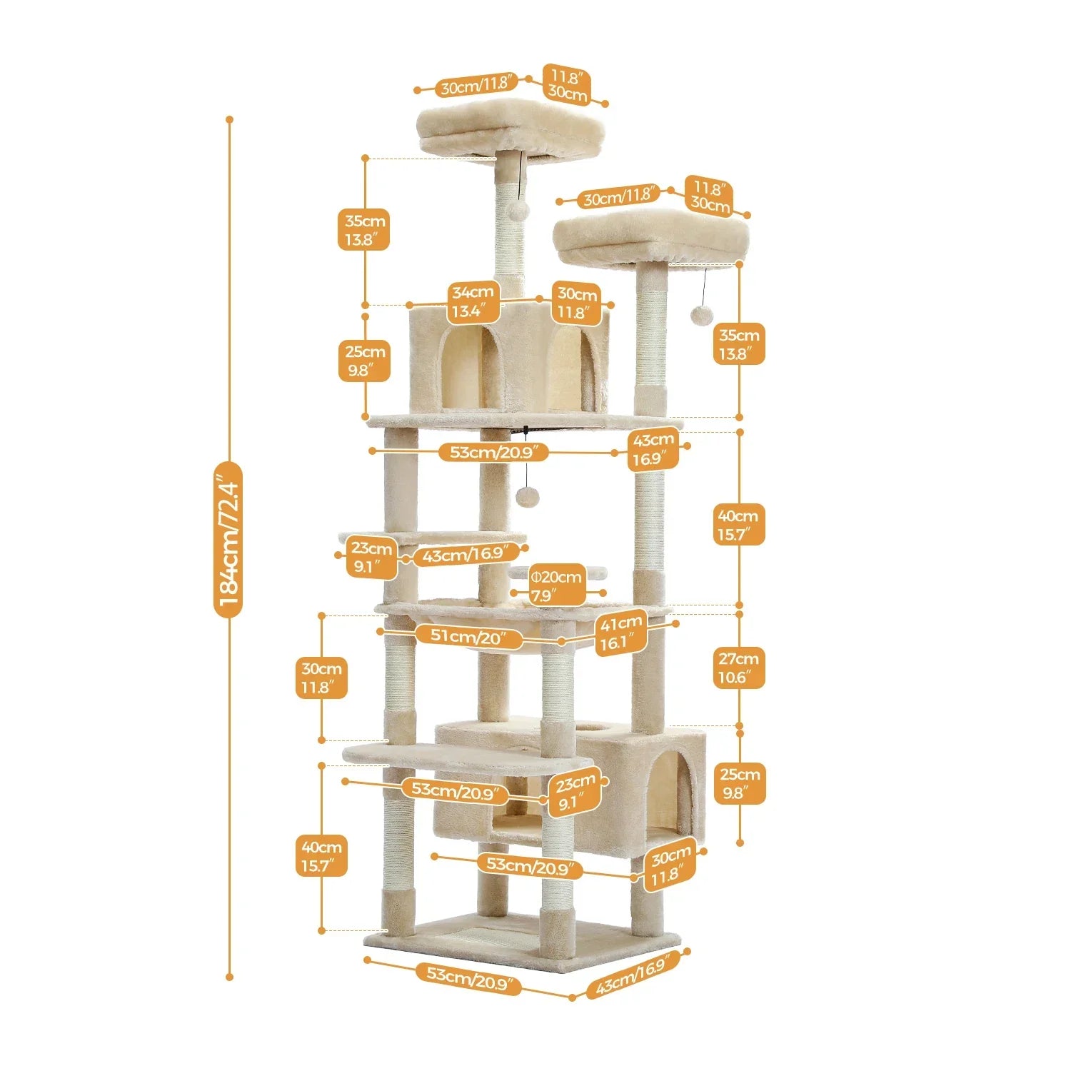 Multi Level Cat Tree Tower Scratching Posts And Hammock - BarkHatch