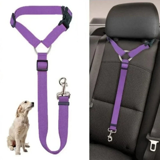 Solid Color Two In One Pet Car Seat Belt Nylon Leash - BarkHatch