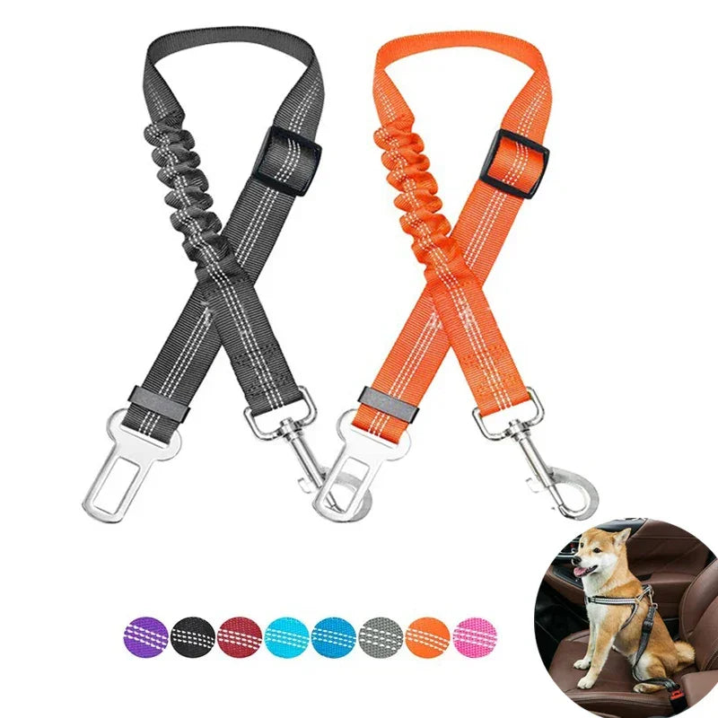 Adjustable Dog Car Seat Belt Harness Reflective Nylon - BarkHatch