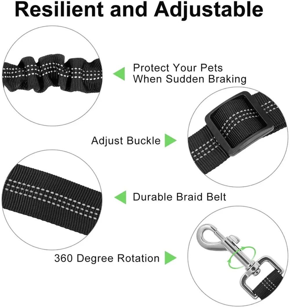 Adjustable Dog Car Seat Belt Harness Reflective Nylon - BarkHatch