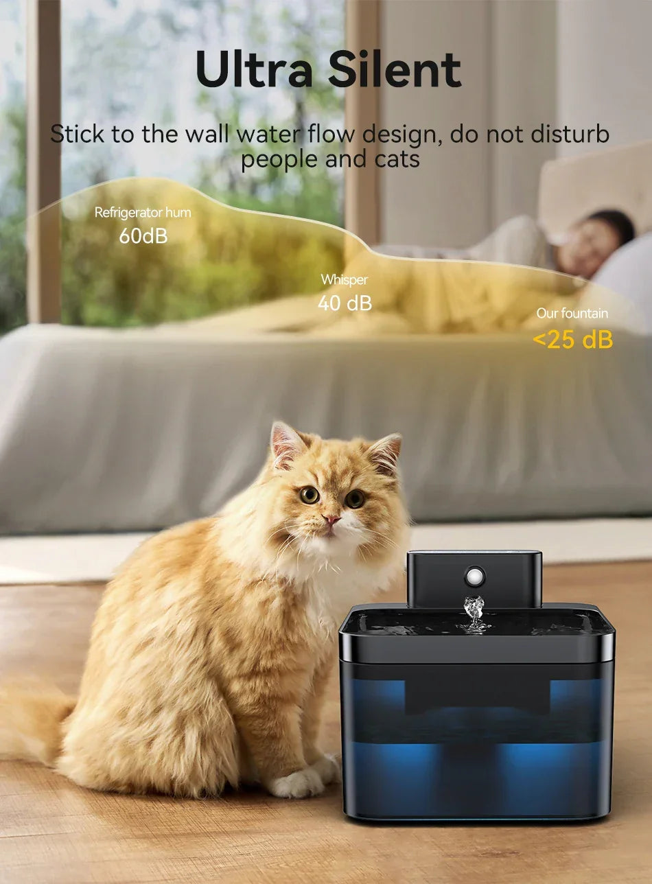 ROJECO Wireless Automatic Cat Water Fountain Pet Dispenser - BarkHatch