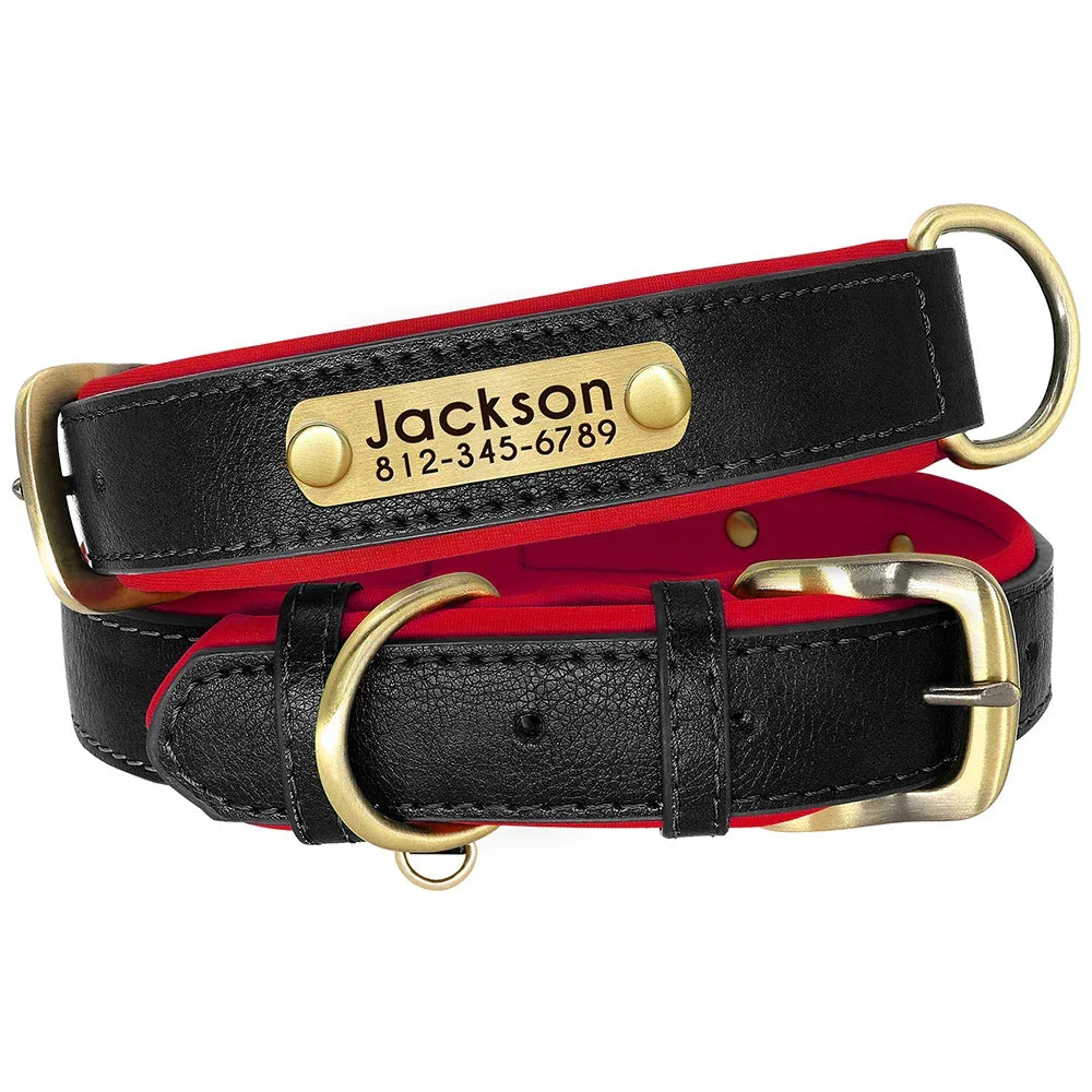 Customized PU Leather Nameplate Dog Collar Free Engraving - BarkHatch