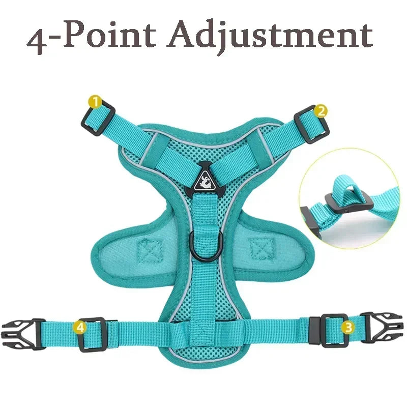 No Pull Dog Harness And Leash Set Reflective Mesh Vest - BarkHatch