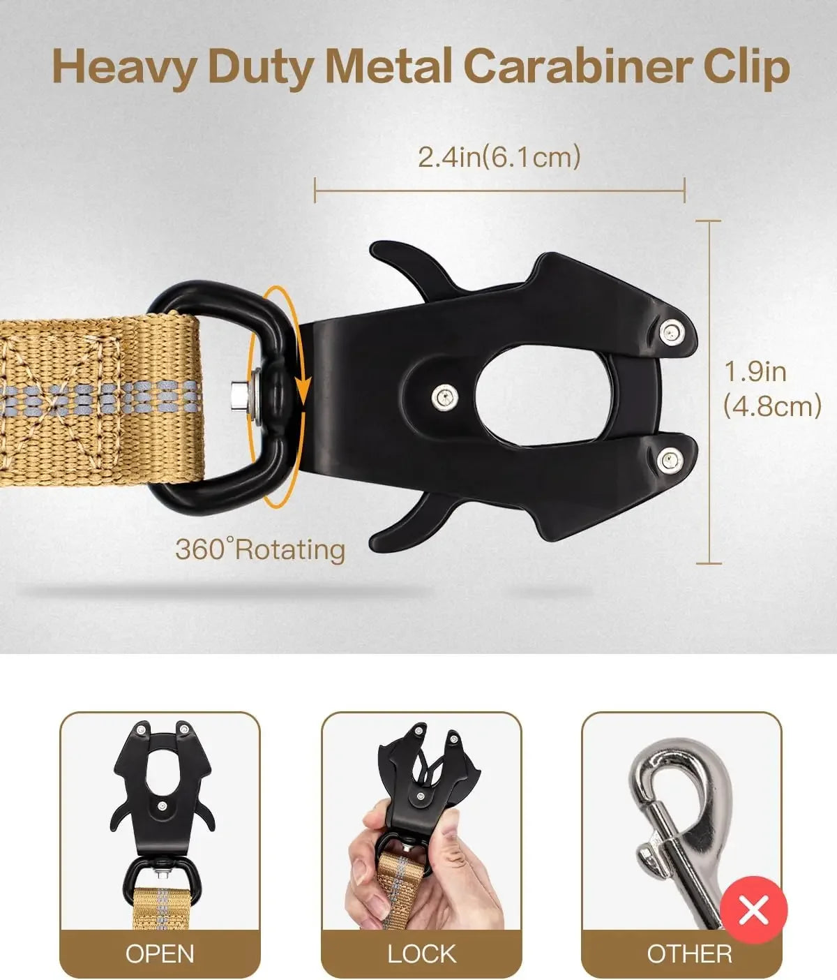 Reflective Shock Absorbing Dog Leash w/ Car Seatbelt Clip - BarkHatch