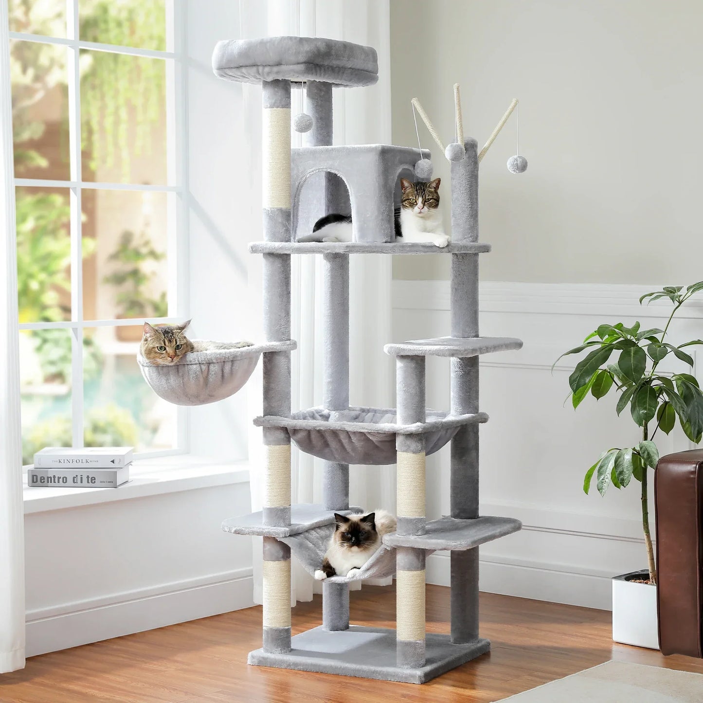 Large Cat Tree For Indoor Cats Plush Scratching Posts - BarkHatch