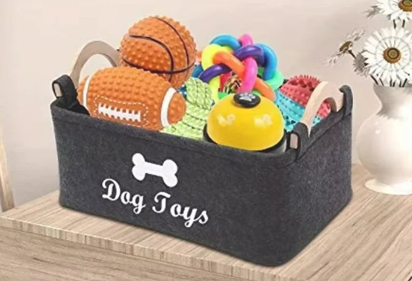 Felt Pet Toy Box Storage Basket Eco For Dogs And Pets - BarkHatch