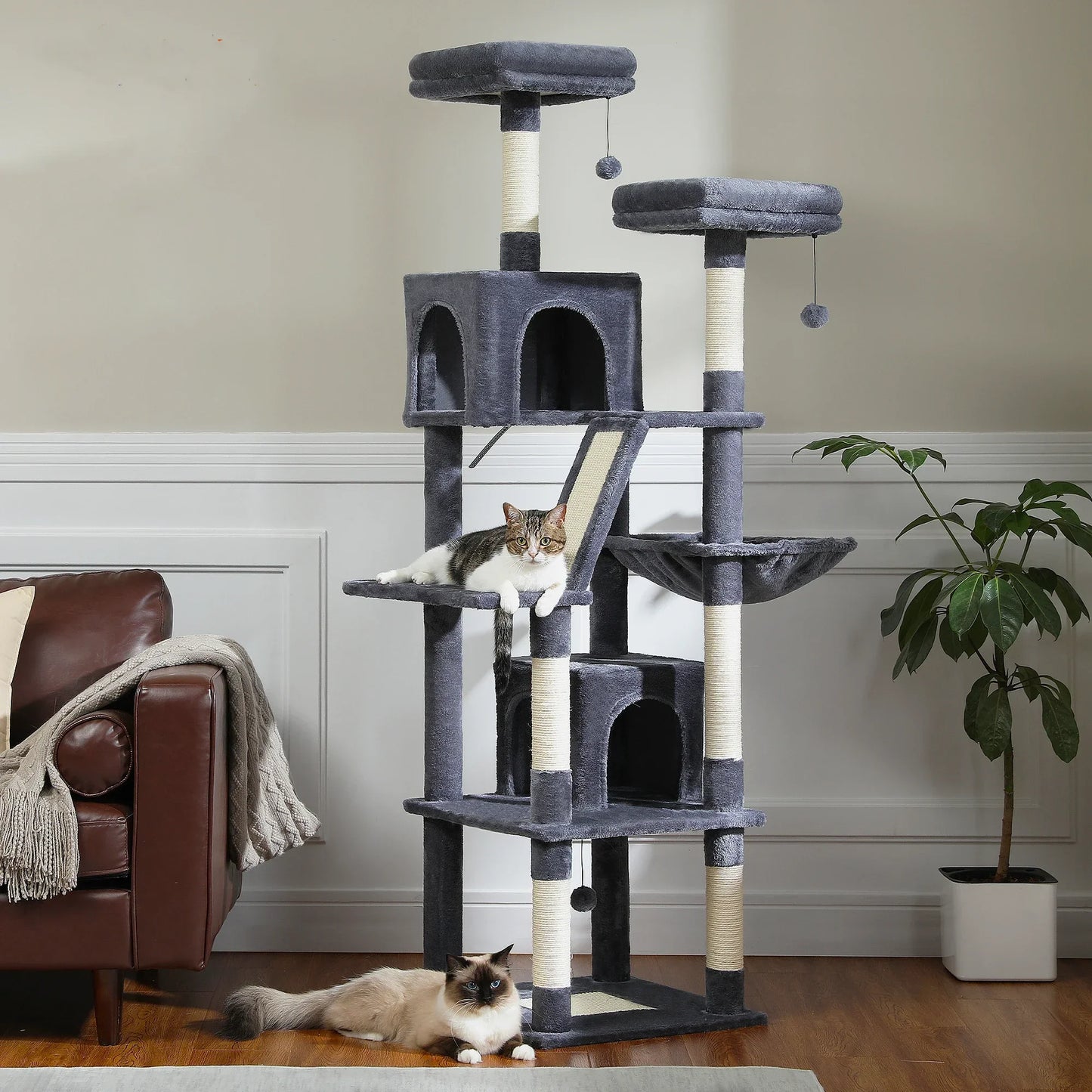 Large Cat Tree For Indoor Cats Plush Scratching Posts - BarkHatch