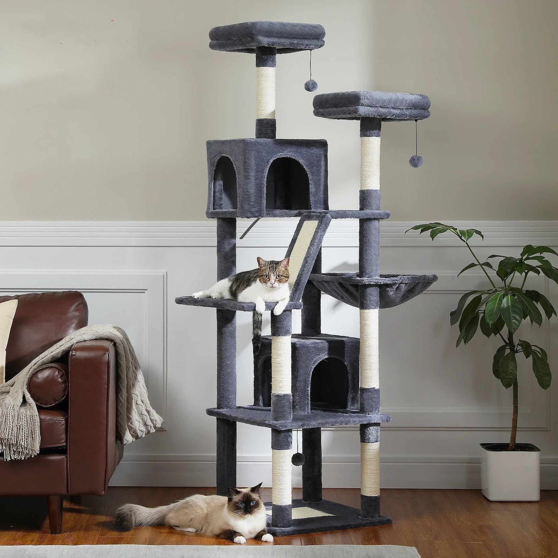 Large Cat Tree For Indoor Cats Plush Scratching Posts - BarkHatch