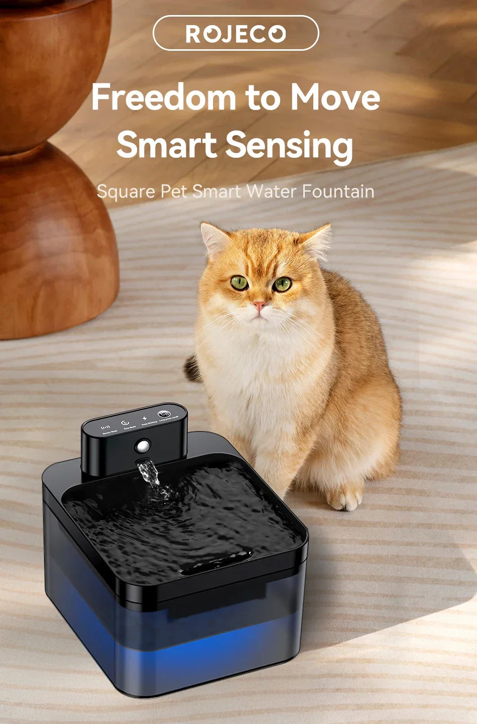 ROJECO Wireless Automatic Cat Water Fountain Pet Dispenser - BarkHatch