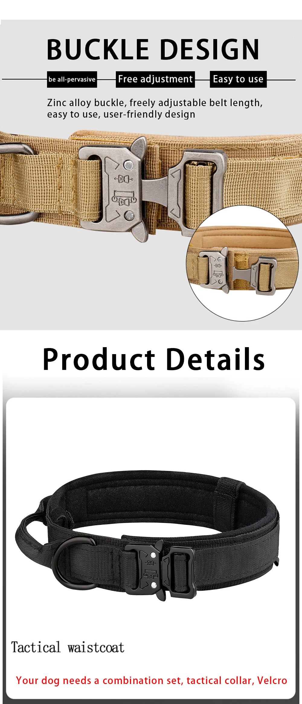 Outdoor Tactical Dog Collar With Metal Buckle Nylon Large - BarkHatch