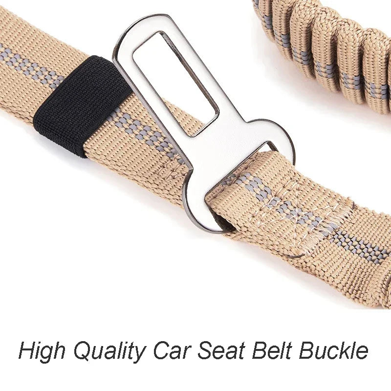 Reflective Shock Absorbing Dog Leash w/ Car Seatbelt Clip - BarkHatch