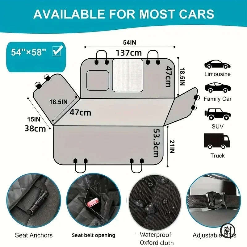 Premium Waterproof Dog Hammock Car Seat Cover Scratch Resistant - BarkHatch