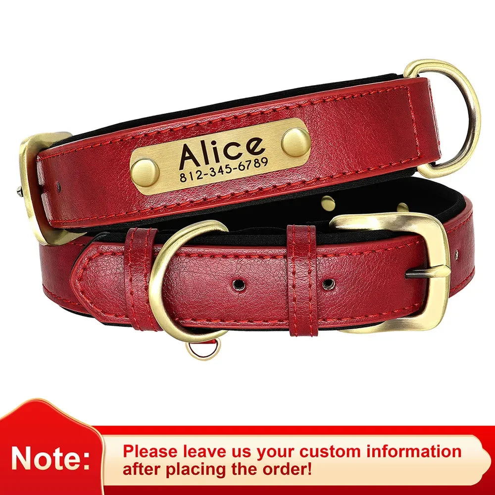 Customized PU Leather Nameplate Dog Collar Free Engraving - BarkHatch
