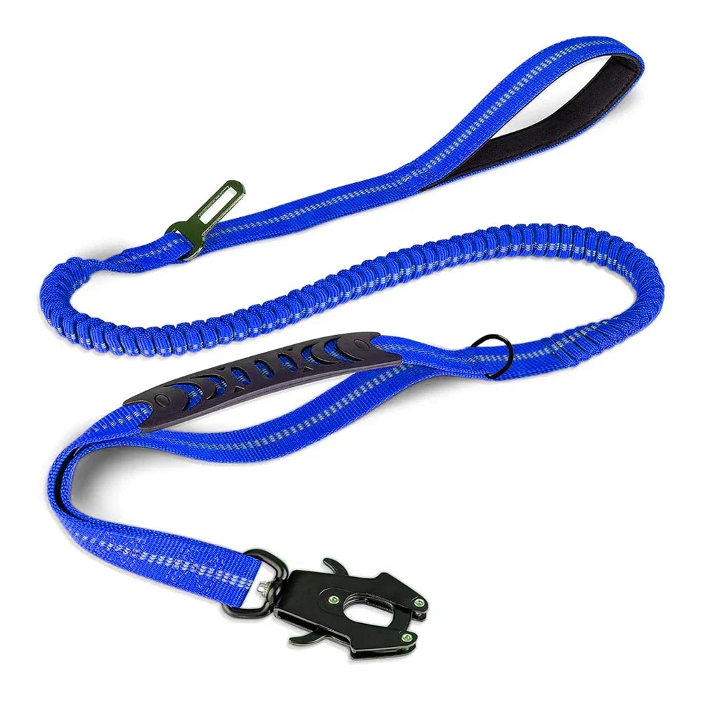 Reflective Shock Absorbing Dog Leash w/ Car Seatbelt Clip - BarkHatch