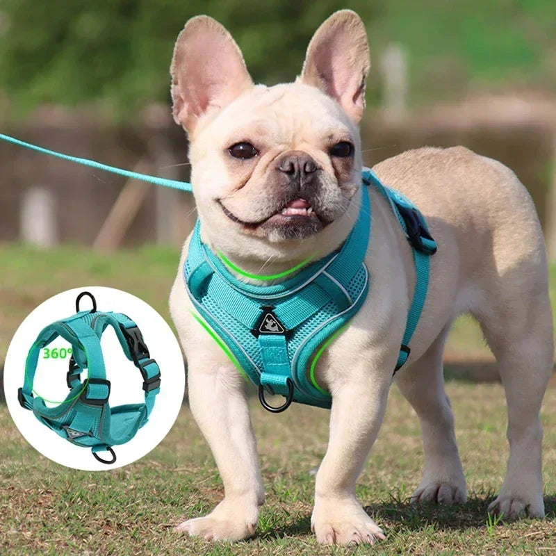 No Pull Dog Harness And Leash Set Reflective Mesh Vest - BarkHatch