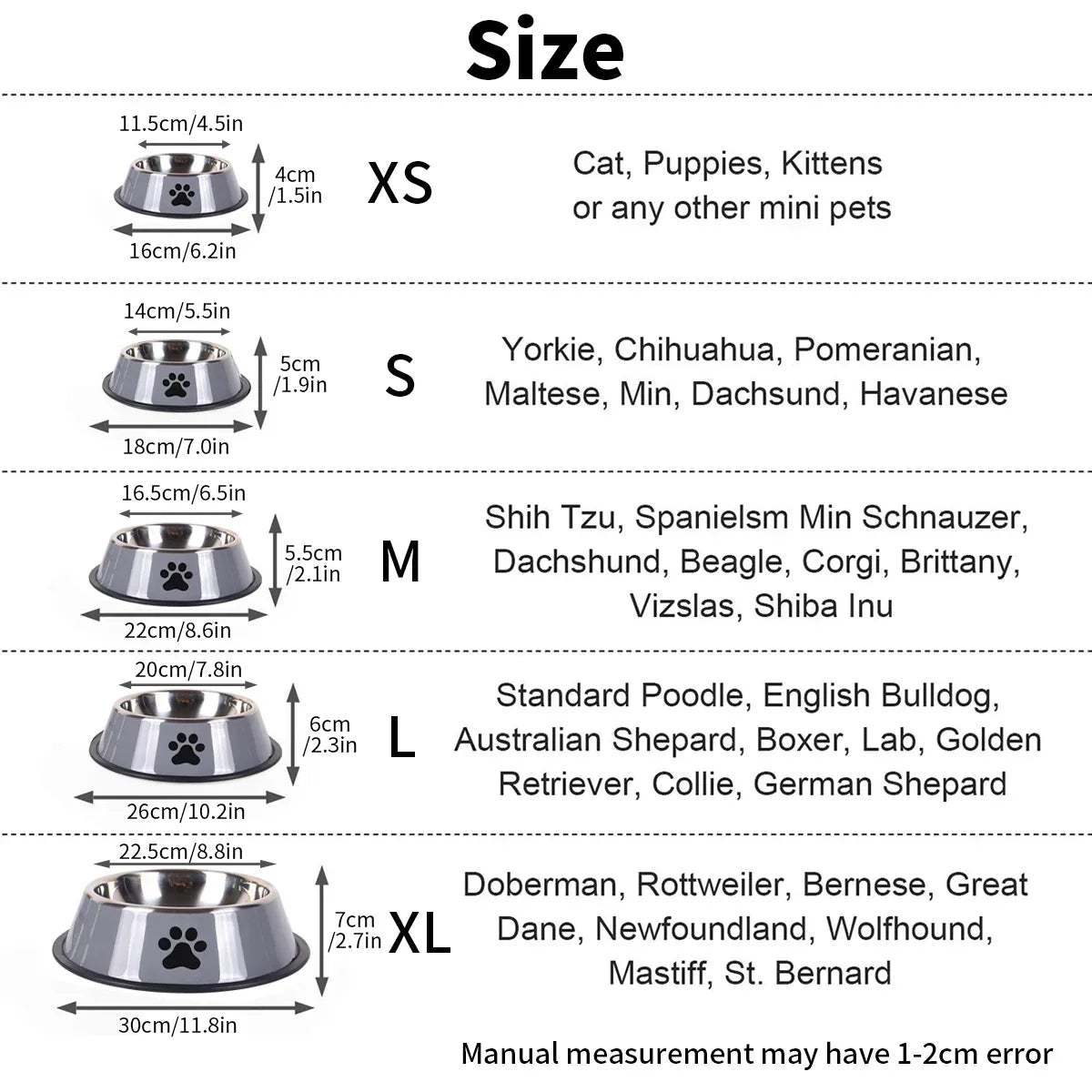 1PC Stainless Steel Pet Bowl Cat Bowl Dog Food Bowl Multi-Specification Anti-fall Food Bowl Food Bowl Feeding Pet Supplies - BarkHatch